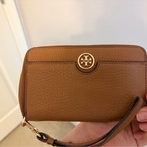 Tory Burch Brown Leather Wristlet